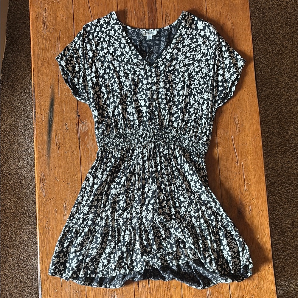 Floral Black/Navy and White Women's Dress